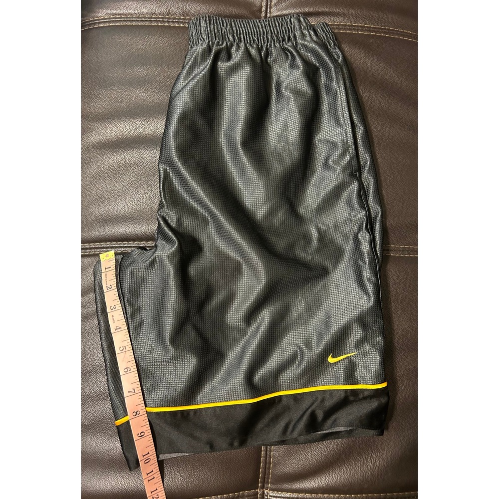 VTG 90s Nike Gay Label Basketball Silky Shorts Gray/Black/Yellow. Men's Size L - Picture 6 of 11